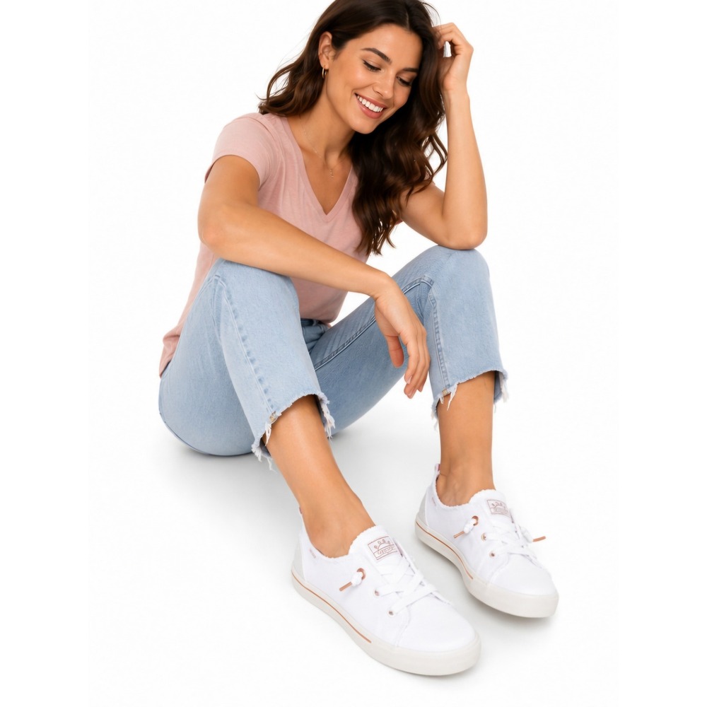 SKECHERS BOBS B Cute 2.0 White Canvas Slip-On Sneakers Women's Size 10
